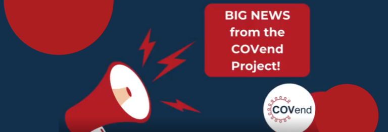 image depicting a loudspeaker and the announcement "Big news for the COVend project"